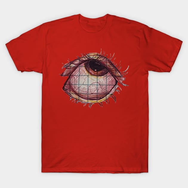 Red eye 2 right T-Shirt by Rat Eye Designs